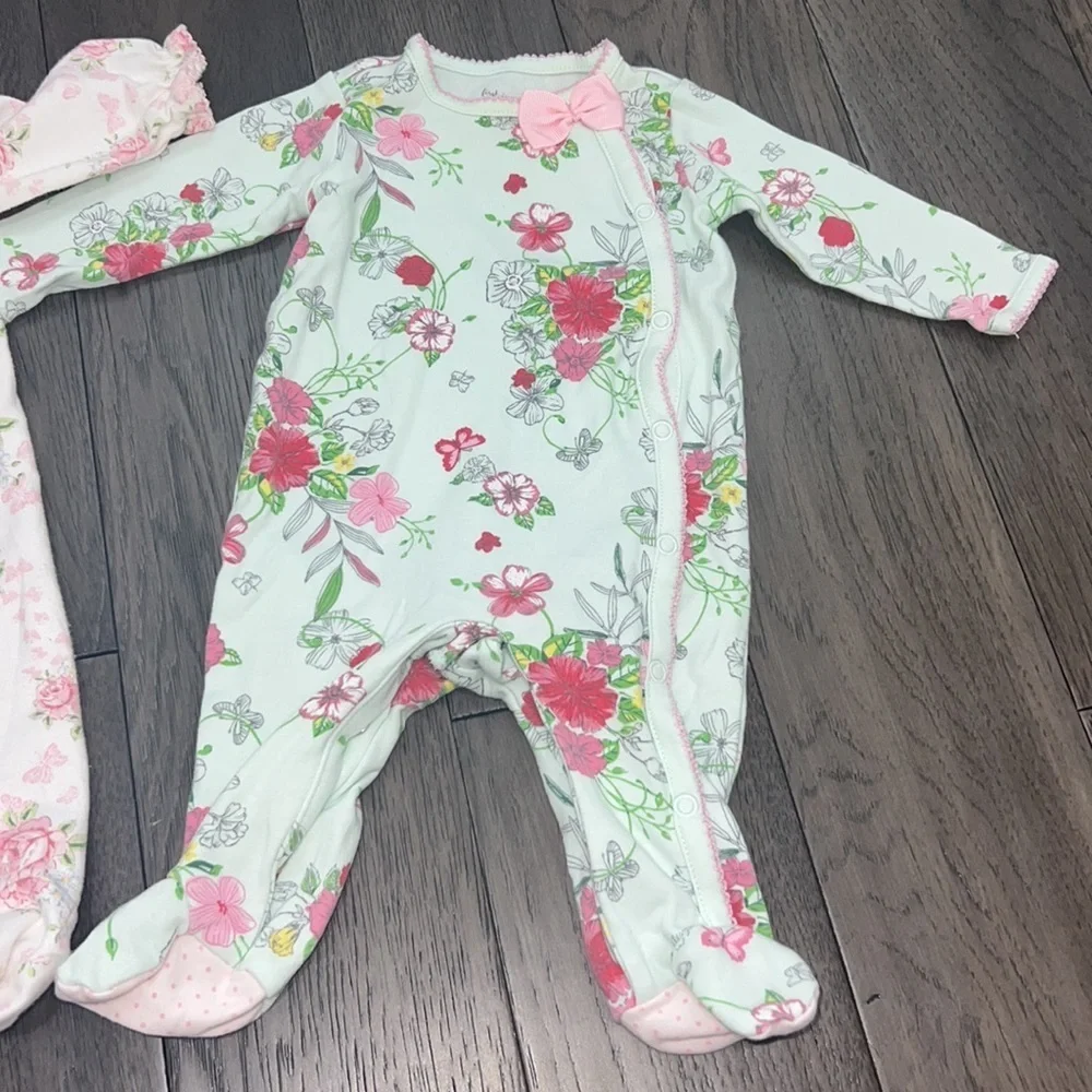 First impressions, infant girl long sleeve button floral pajama’s (set of 2)